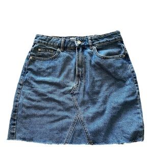 Topshop high waist denim skirt in light denim